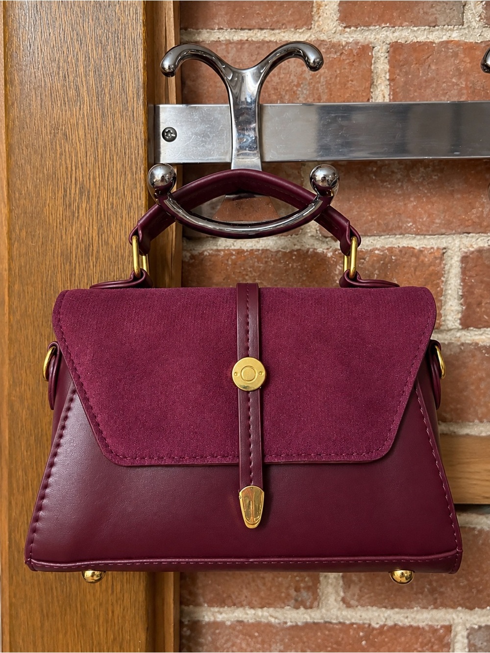 Structured Burgundy Top-Handle Women's Bag